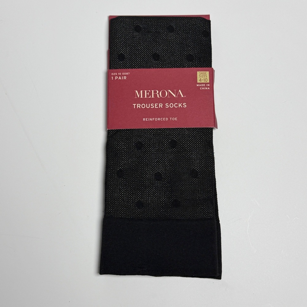 Merona Womens Trouser Socks Ebony Black Polka Dot Reinforced Toe Shoe Size 4-10